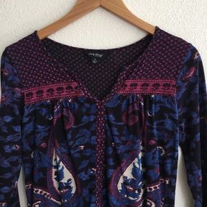 Lucky Brand Tops - Lucky Brand red purple boho top 3/4slv S Lucky Brand Tops - Lucky Brand red purple boho top 3/4slv S